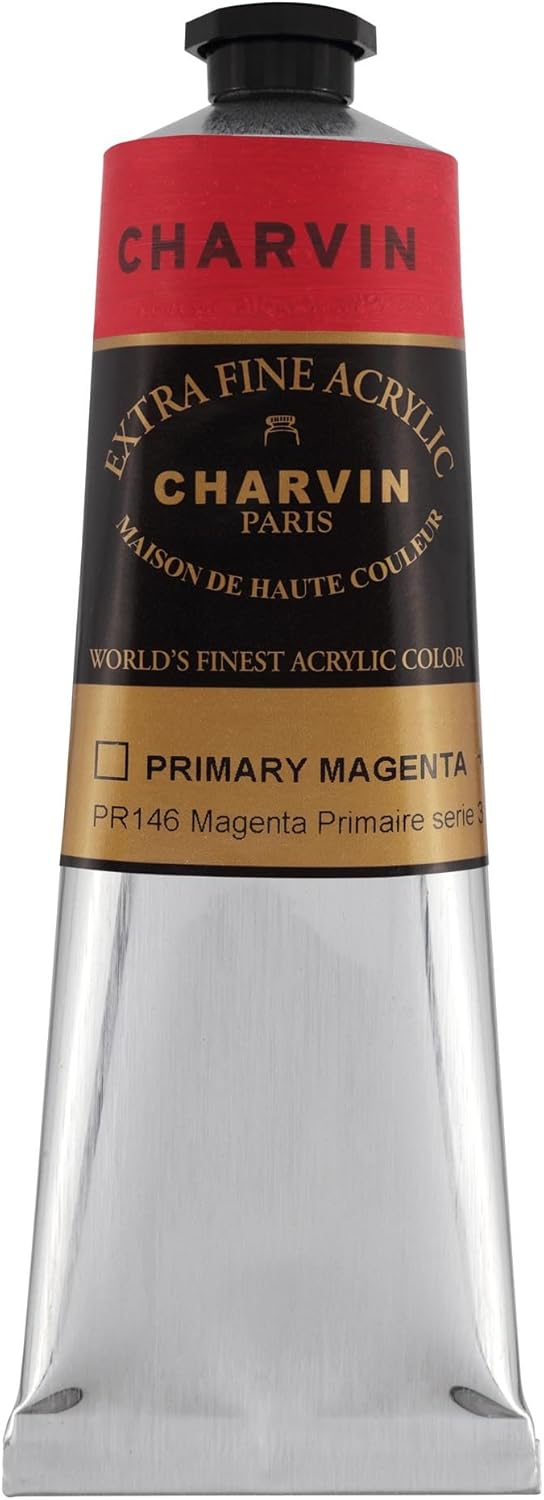 Charvin Extra Fine Professional Acrylic Paint - Magenta Red Primary, 150ml Tube, Triple-Milled, Lightfast Pigments, Open Stock Artist Acrylic Paints in Nature-Inspired Hues