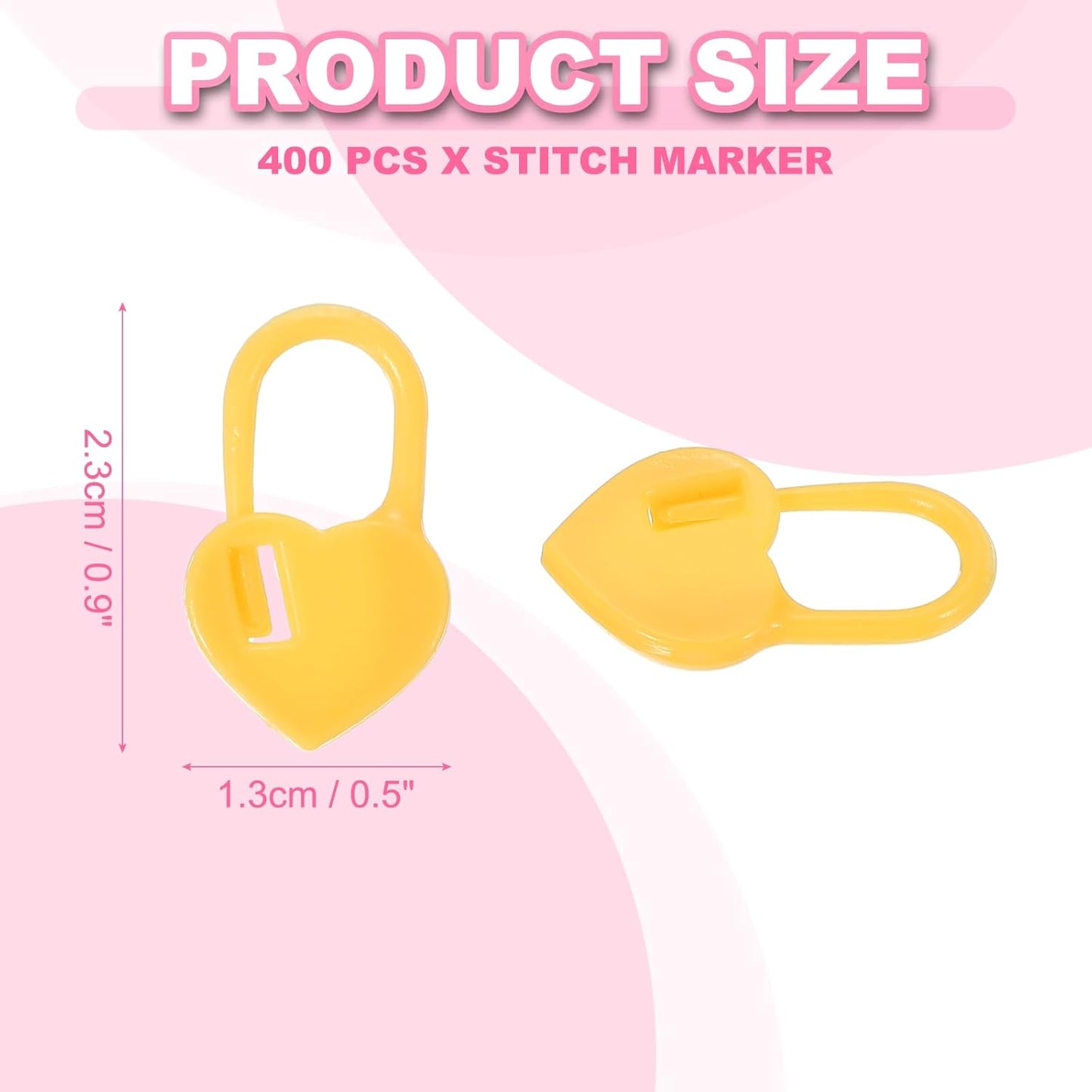 uxcell 400pcs Stitch Markers for Crocheting, Heart Shaped Crochet Marker Needle Clip Counter for Knitting Clothing Tag DIY Craft,Yellow