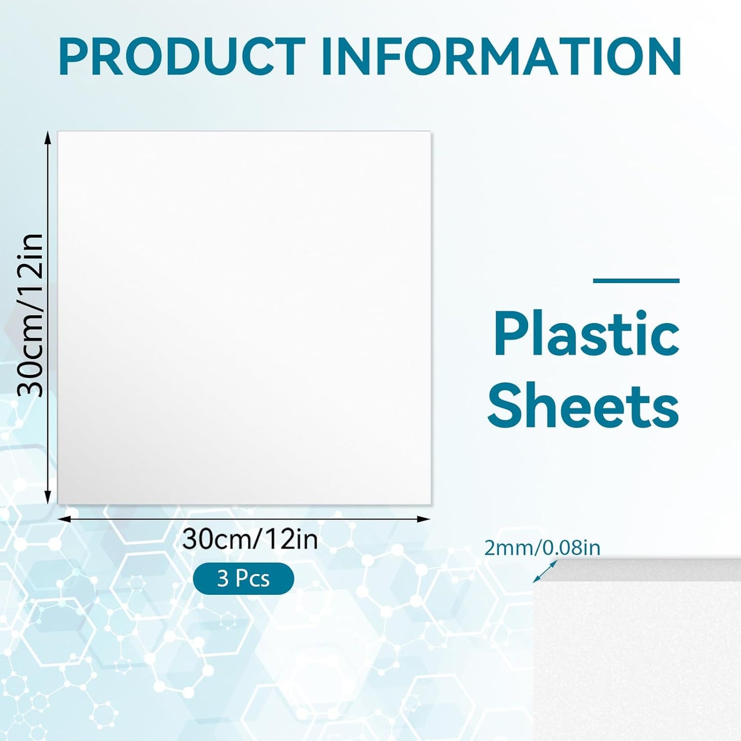 3 Pack White Plastic Sheets 12x12x0.08in Flexible High Tensile Plastic Sheets Hard Plastic Panel for DIY Materials Handicrafts Home Decoration