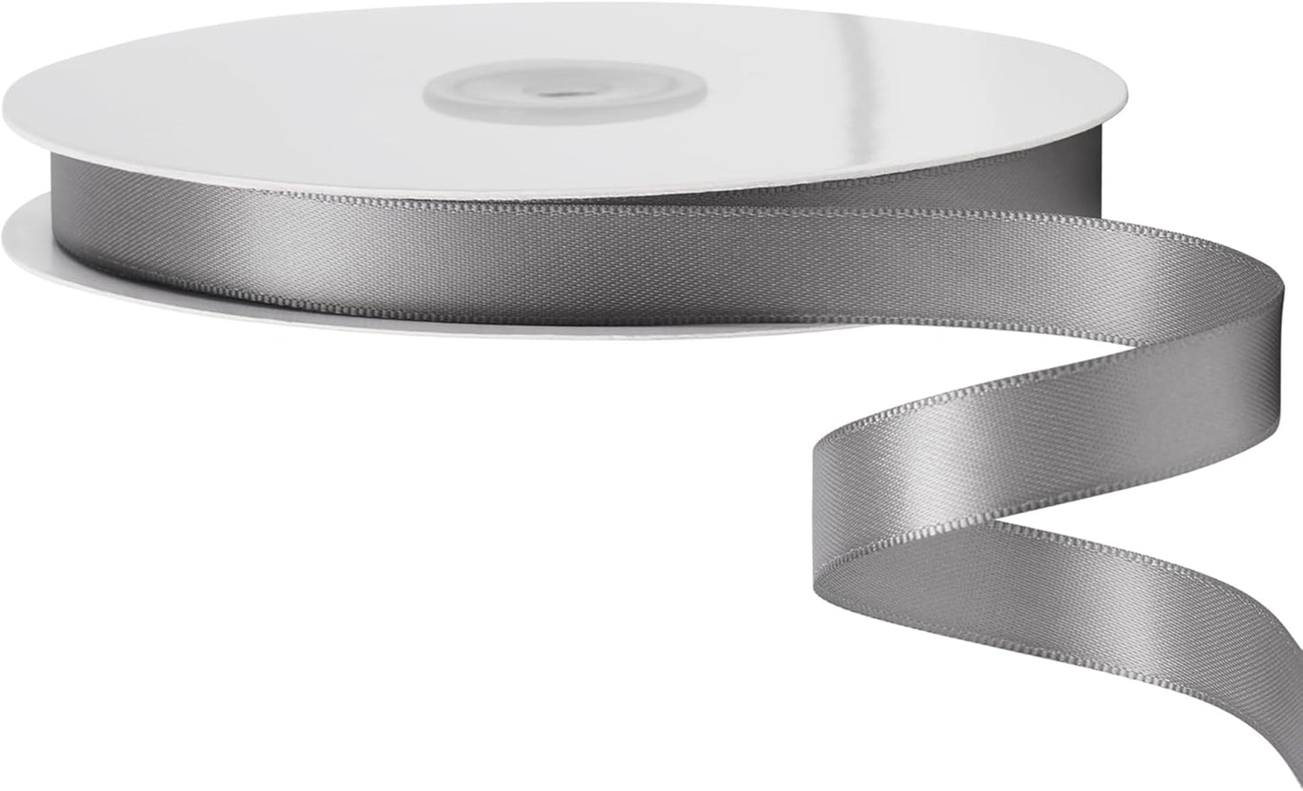 LIUYAXI Silver Stain Ribbon, 5/8" X Continuous 50 Yards, Double Faced Fabric Ribbon Perfect for Gift Wrapping Wedding Birthday Party Christmas Hair Floral Craft Baby Shower