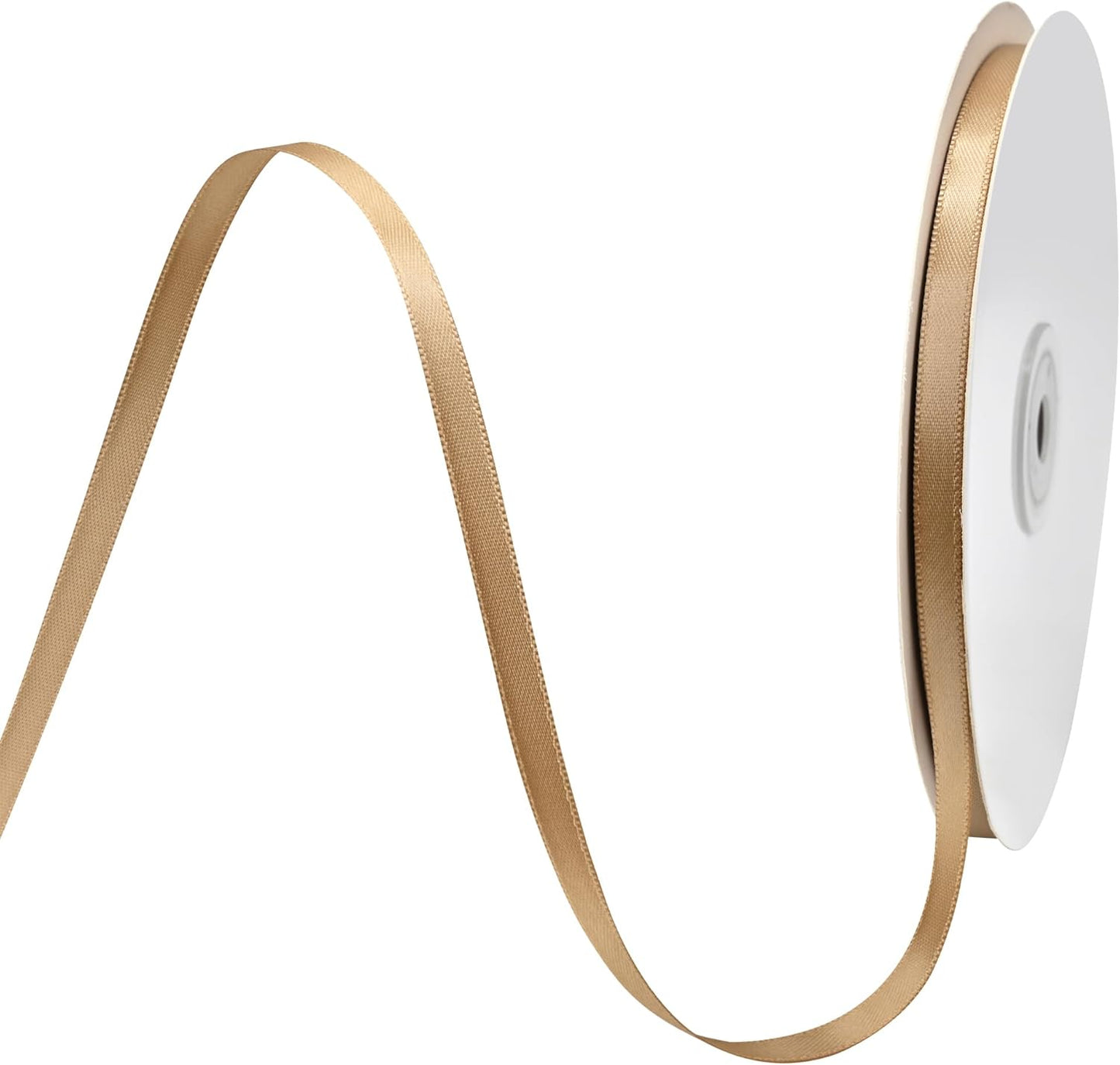 Champagne Gold Satin Ribbon 1/4" X 50 Yards Solid Color Double Faced Ribbons Perfect for Crafts Wedding Decor Bow Making Arts Sewing and More