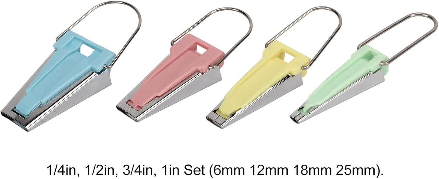 Bias Tape Makers Kit 4 Size costura, 1/4inch 1/2inch 3/4inch 1inch DIY Quilting Tools Kit for Hem Sewing and Quilting