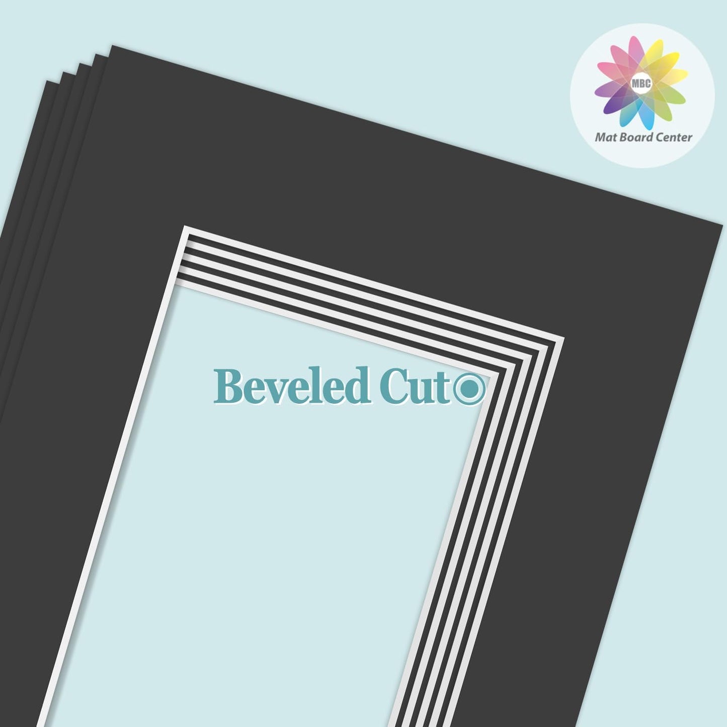 MBC Mat Board Center, 5 Pack 6x8 for 4x6 Black Picture Mats Frame Mattes, Bevel Cut, Acid Free, 4-ply Thickness