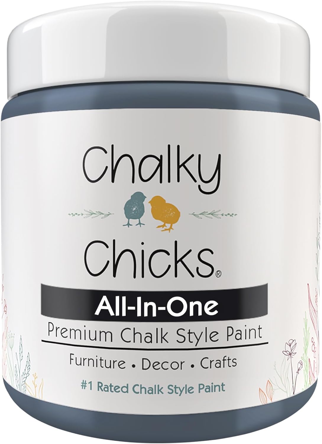 Chalky Chicks All-in-One Chalk Paint for Furniture or Cabinet - 4 Fl Oz - Matte Finish Blue Steel (Blue Gray) for Metal, Wood Furniture Paint - No Sanding All-in-One for Home Decor & Crafts, USA Made