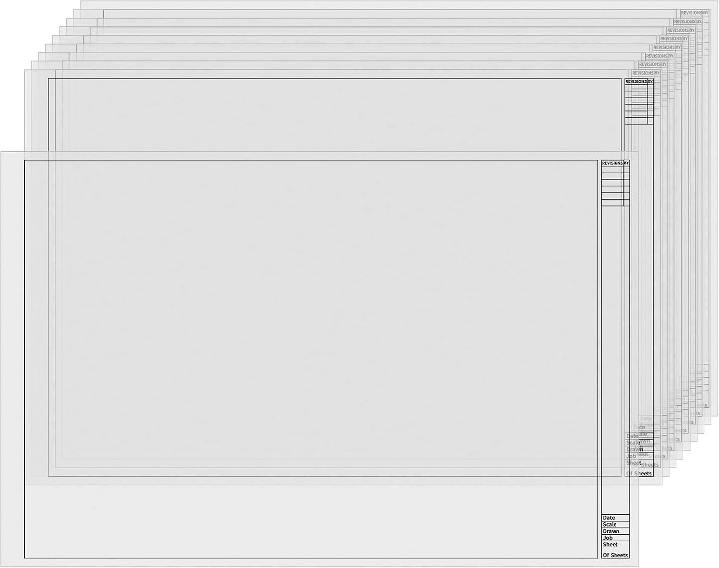 Gilprop 10 Sheets Architectural Vellum Paper 24" x 36" Drafting Vellum Tracing Sheets White Translucent Drafting Paper Rag with Border and Title Block for Drawing Sketching Architecture Building