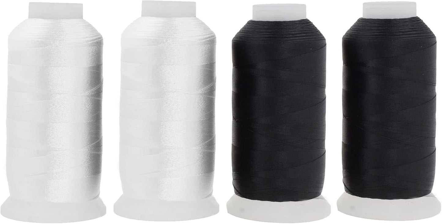 Mandala Crafts Heavy Duty Thread - 6000 Yds Tex 70 Polyester - Black and White