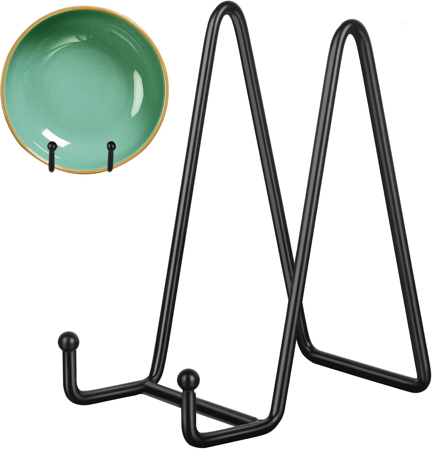 Decolore 6 Inch 5 Pack Black Metal Display Stands Plate Holder Display Stands for Picture, Decorative Plate, Book, Photo Easel, Artistic Work