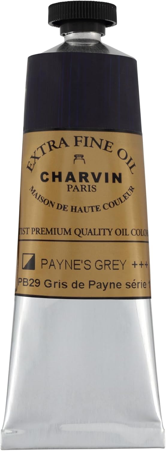 Charvin Extra Fine Oil Paint, Payne's Grey 60 mL - Triple-Milled, Rich Texture, Poppy Oil-Based, Light-Fast, Handmade, Archival Quality