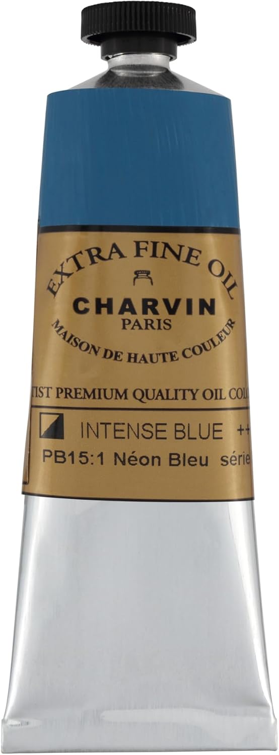 Charvin Extra Fine Oil Paint, Intense Blue 60 mL - Triple-Milled, Rich Texture, Poppy Oil-Based, Light-Fast, Handmade, Archival Quality