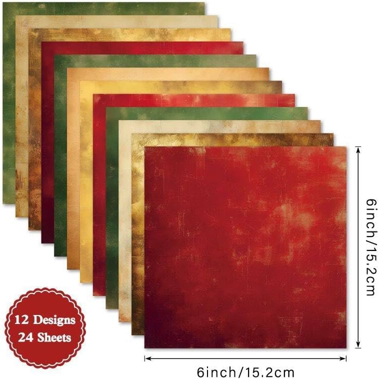 Scrapbook Paper 6×6 Yellow,24 Sheets Single-Sided Color Patterned Paper Scrapbooking CardStock Papers Pad for Holiday Cardmaking DIY Origami Journaling.