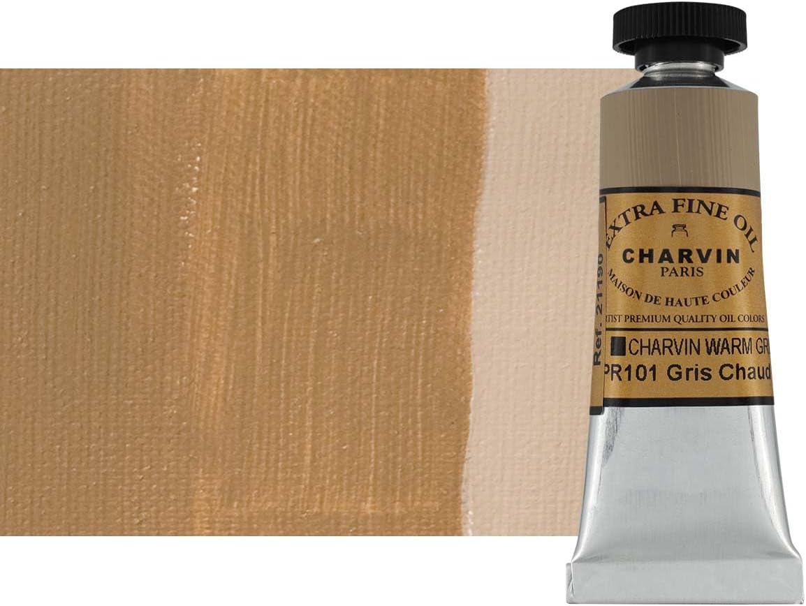 Charvin Extra Fine Oil Paint, Charvin Warm Grey 20 mL - Triple-Milled, Rich Texture, Poppy Oil-Based, Light-Fast, Handmade, Archival Quality