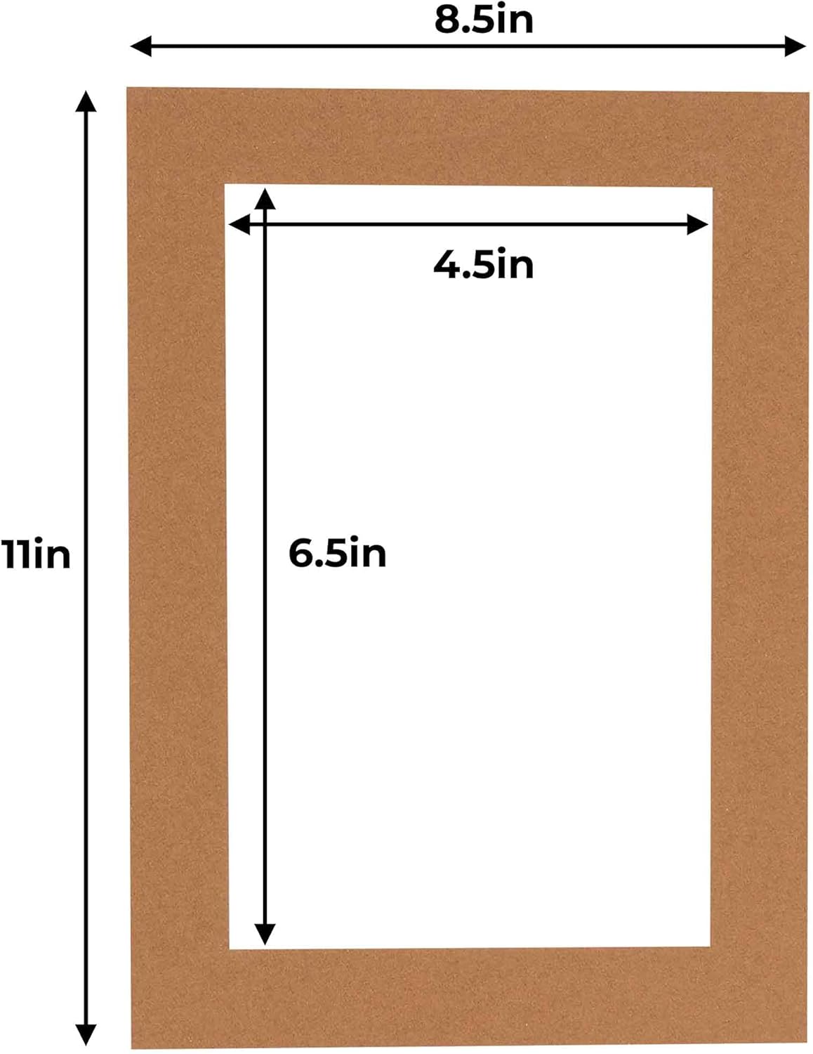 5x7 Mat for 8.5x11 Frame - Precut Mat Board Acid-Free Show Kit with Backing Board, and Clear Bags Brown 5x7 Photo Matte Made to Fit a 8.5x11 Picture Frame Matboard for Framing, Pack of 25 Mats