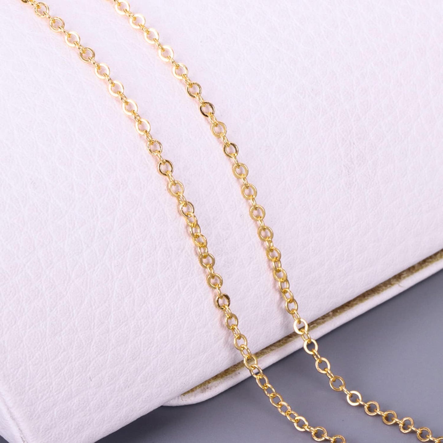 Jishi 60ft Jewelry Necklace Chains 2mm Jewelry Chain Links for Making Bracelets Earrings DIY Craft Supplies Findings, 6-Colors Gold Silver Copper Plated Metal Cable Rolo Link Chain Rolls Bulk