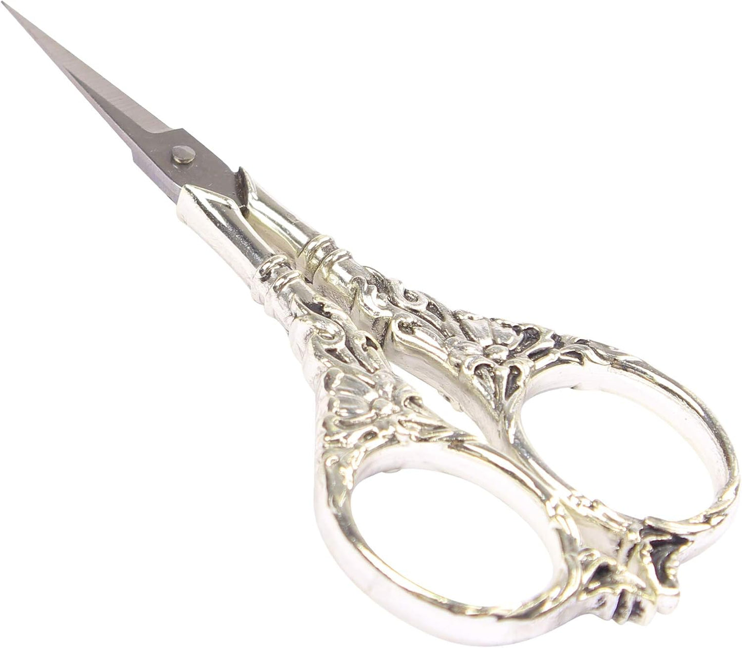 BIHRTC Vintage European Style Scissors Stainless Steel for Cross Stitch Cutting Embroidery Sewing Handcraft Craft Art Work DIY Tool(Silver)