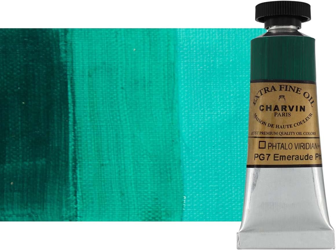 Charvin Extra Fine Oil Paint, Phthalo Viridian 20 ml - Triple-Milled, Rich Texture, Poppy Oil-Based, Light-Fast, Handmade, Archival Quality