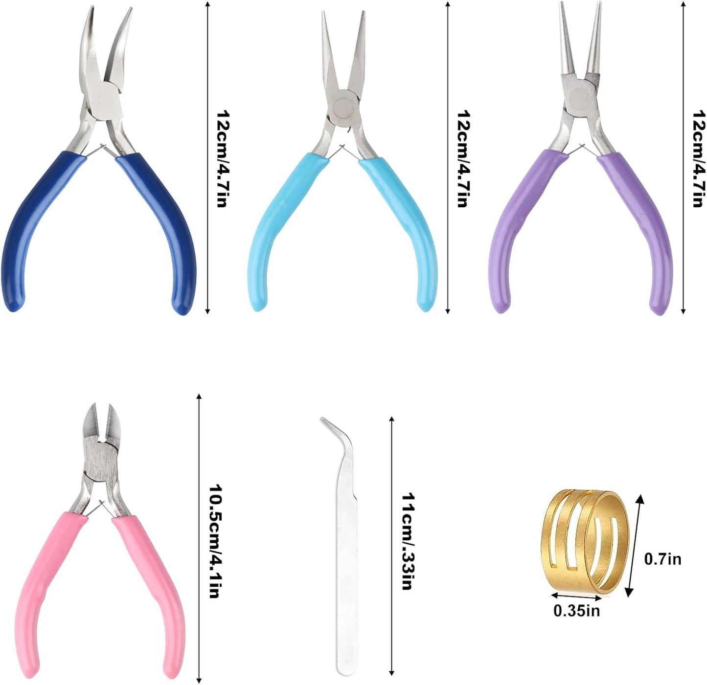 4 Pack Jewelry Making Pliers Tools Set, Jewelry Making Needle Nose Chain Nose Round Bent Pliers Wire Cutter for Bracelet Beading DIY Craft Jewelry Making Supplies