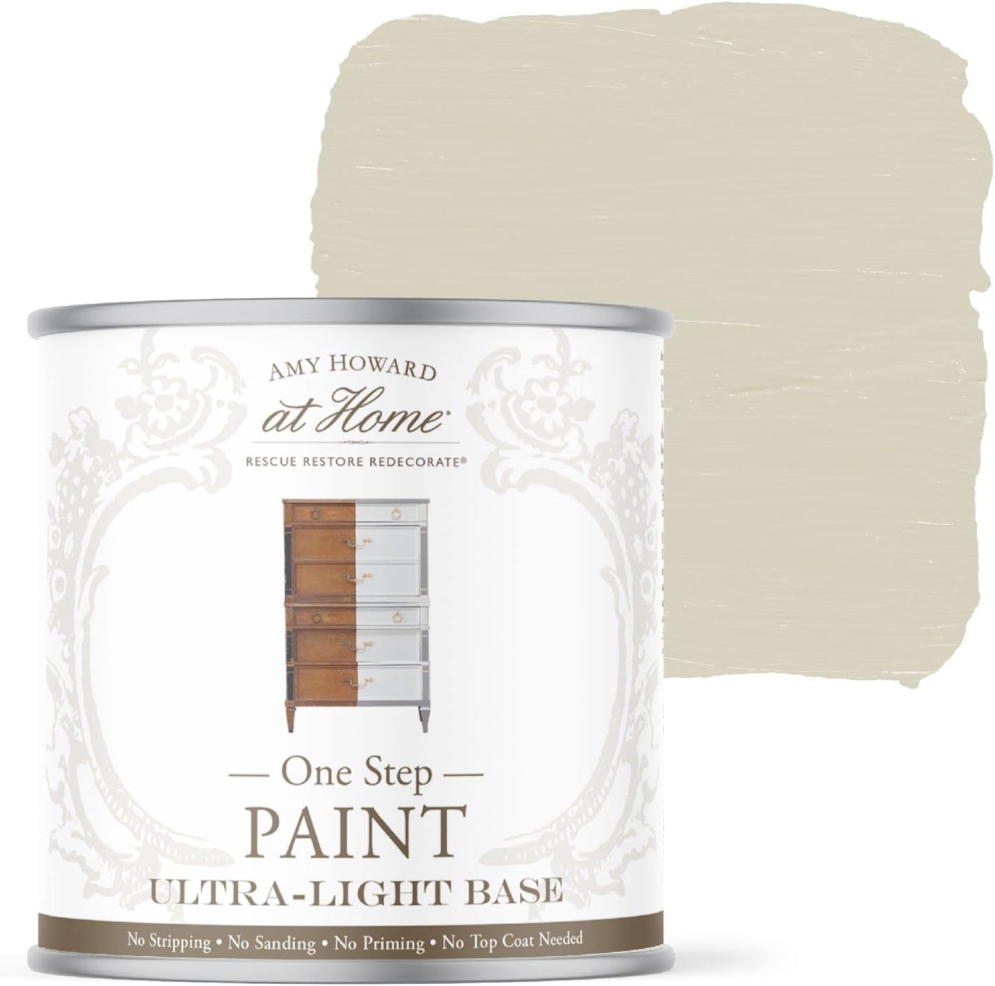 AMY HOWARD AT HOME Chalk-Based One Step Paint for Furniture, Cabinetry, Decor, Finish, and More | No Stripping, Sanding, or Priming | Ultra-Light Base | 16 Ounce | Almond Daze