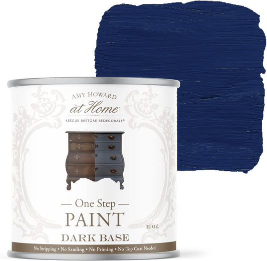 AMY HOWARD AT HOME Chalk-Based One Step Paint for Furniture, Cabinetry, Decor, Finish, and More | No Stripping, Sanding, or Priming | Dark Base | 32 Ounce | American Dream