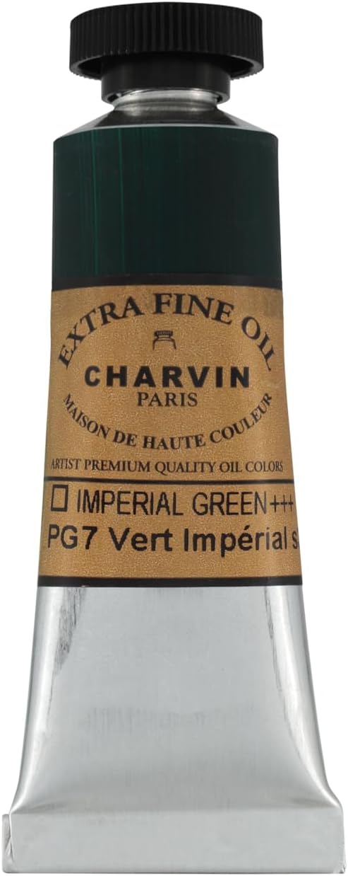 Charvin Extra Fine Oil Paint, Imperial Green 20 ml - Triple-Milled, Rich Texture, Poppy Oil-Based, Light-Fast, Handmade, Archival Quality