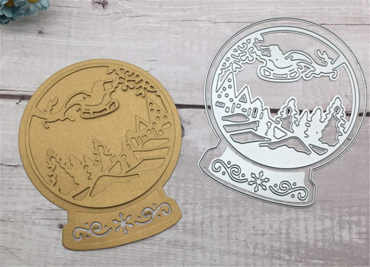 Metal Cutting Dies DIY Merry Christams Embossing Stencil Template Scrapbooking Card Making Mold Photo Album Arts Crafts Tools (Christmas Sleigh ball-11x13.1cm)