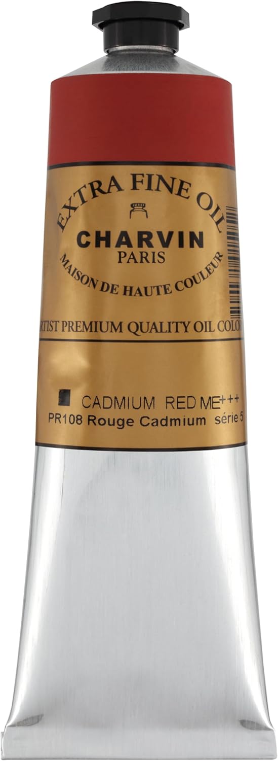 Charvin Extra Fine Oil Paint, Cadmium Red Medium 150 ml - Triple-Milled, Rich Texture, Poppy Oil-Based, Light-Fast, Handmade, Archival Quality