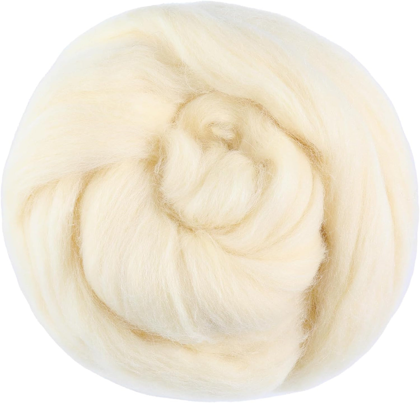 3.53oz Wool Roving Yarn, Wool Felting Supplies, Pure Wools, Chunky Yarn, Spinning Wool Roving for Needle Felting Wet Felting DIY Hand Spinning (Apricot White)