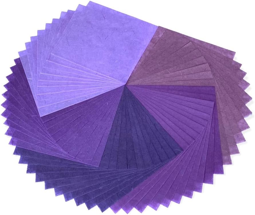 50 Sheets 6 x 6 Inches Natural Fiber Mulberry paper Sheets Square Origami Paper Arts Folding Craft, Decoration Paper, Square Folding Paper for DIY Crafts (Lavender Tone, 6x6 Inch)