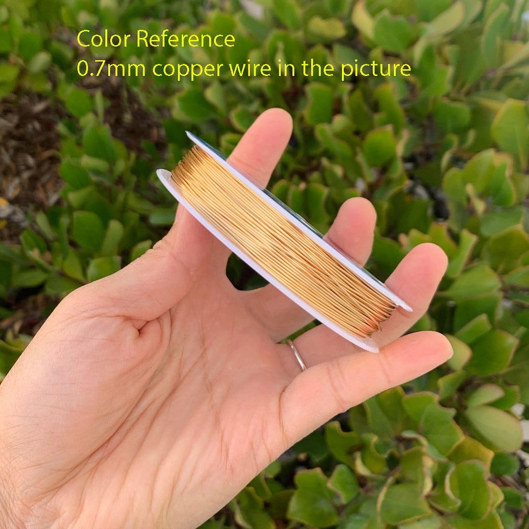 Adabele 82 Feet Premium Tarnish Resistant Round Jewelry Wire Copper Beading Wire Spool Bulk (0.7mm/21 Gauge) 18K Gold Plated for DIY Craft Jewelry Making BF286-7