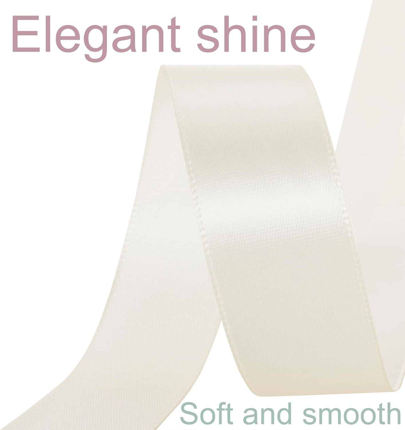 1 Inch Ivory Ribbon, 50 Yards Craft Polyester Satin Ribbon Perfect for Gift Wrapping, Handmade Roses, Wedding Party Decorations and DIY Crafts