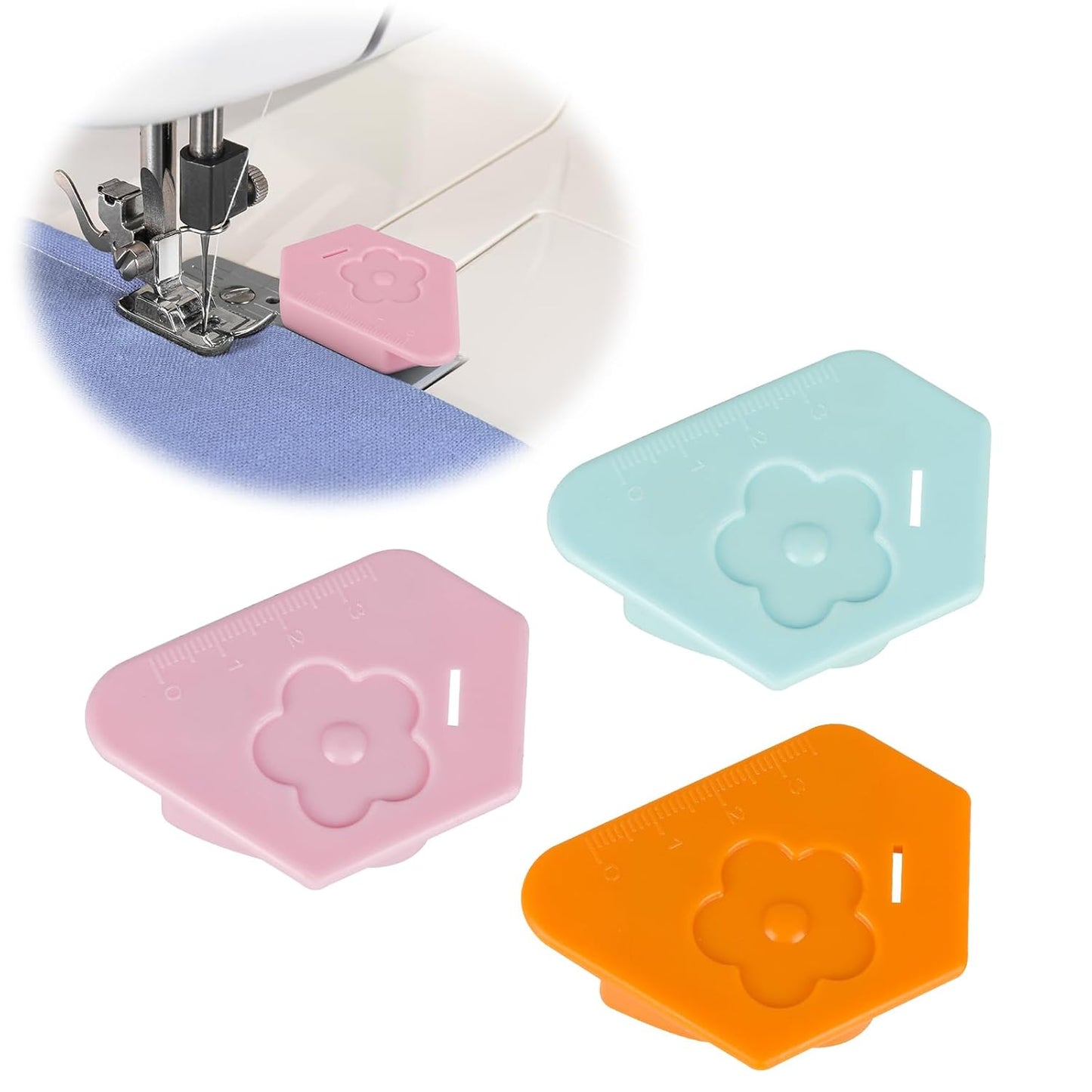 3 Pcs Magnetic Seam Guide for Sewing Machine, 2025 Multifunctional Polygonal Magnetic Seam Guide with Scale, Sewing Accessories for Magnet Making Machine (3colors)