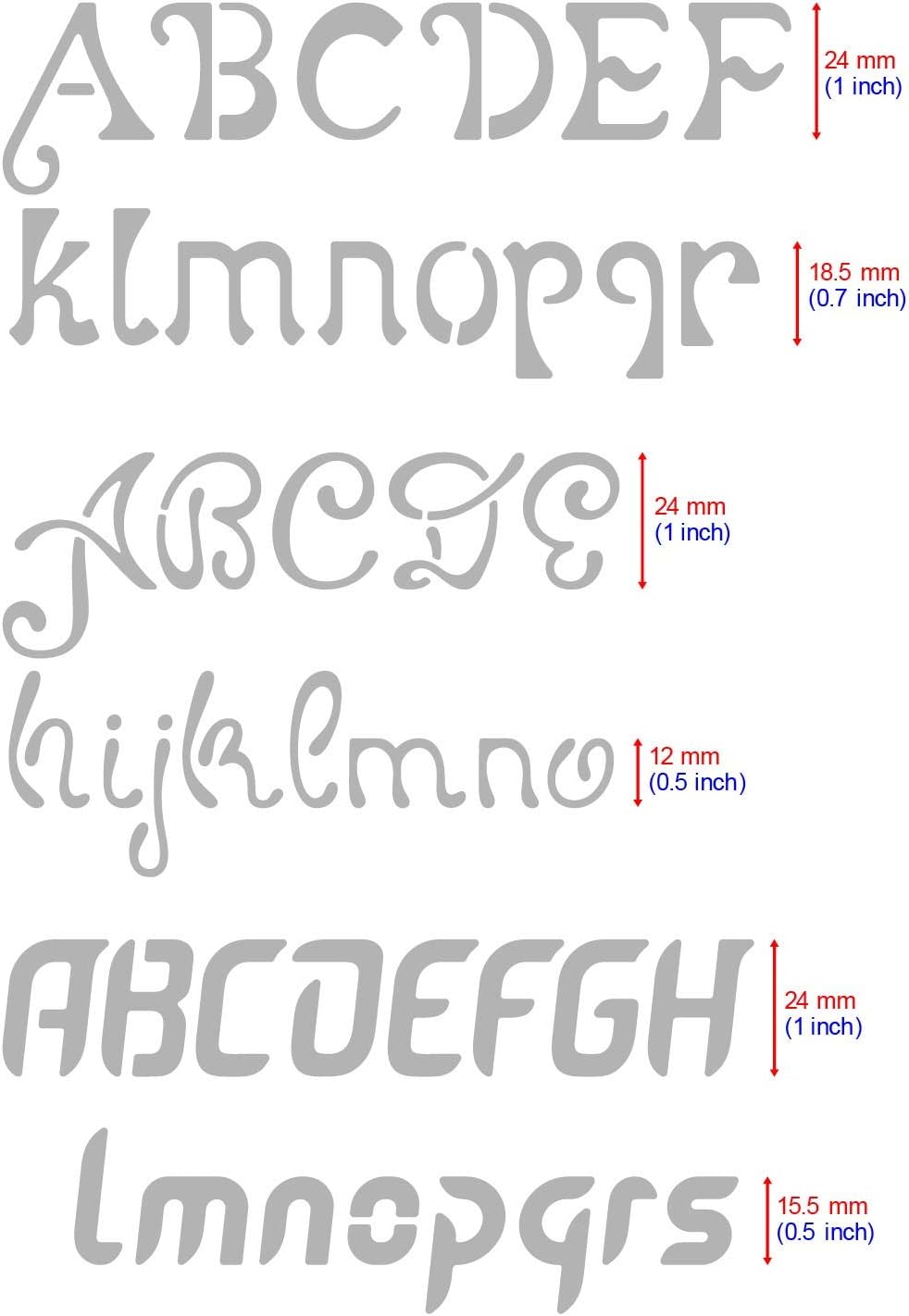 Aleks Melnyk No.44 Pyrography Stencils, Wood Burning 3 PCS Templates, Metal Letters Stencil for Engraving Wood and Patterns, Alphabet and Number, Lettering, Letting, Stainless Steel