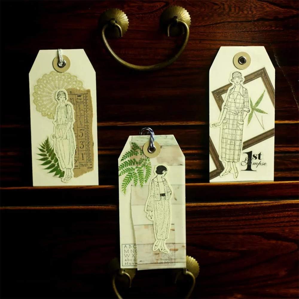 Vintage Vellum Stickers Floral Plants Elements Scrapbooking Supplies Flowers Botanic Natural Translucent Paper Self-Adhesive Junk-Journal Items (Fern)