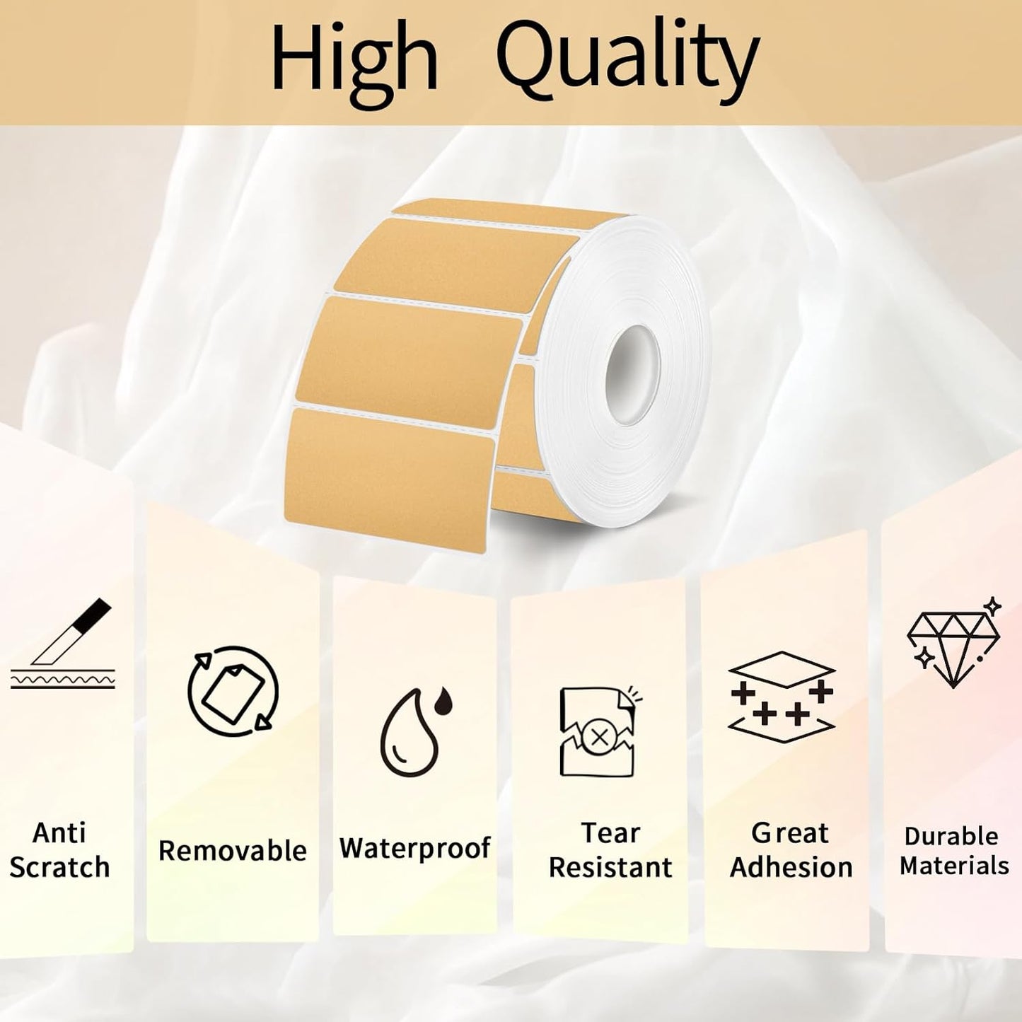 Brown Thermal Labels Stickers, 3x2 inch Direct Thermal Labels Stickers for Shipping, Barcode, Address, Perforation Line Design- 300 Pcs