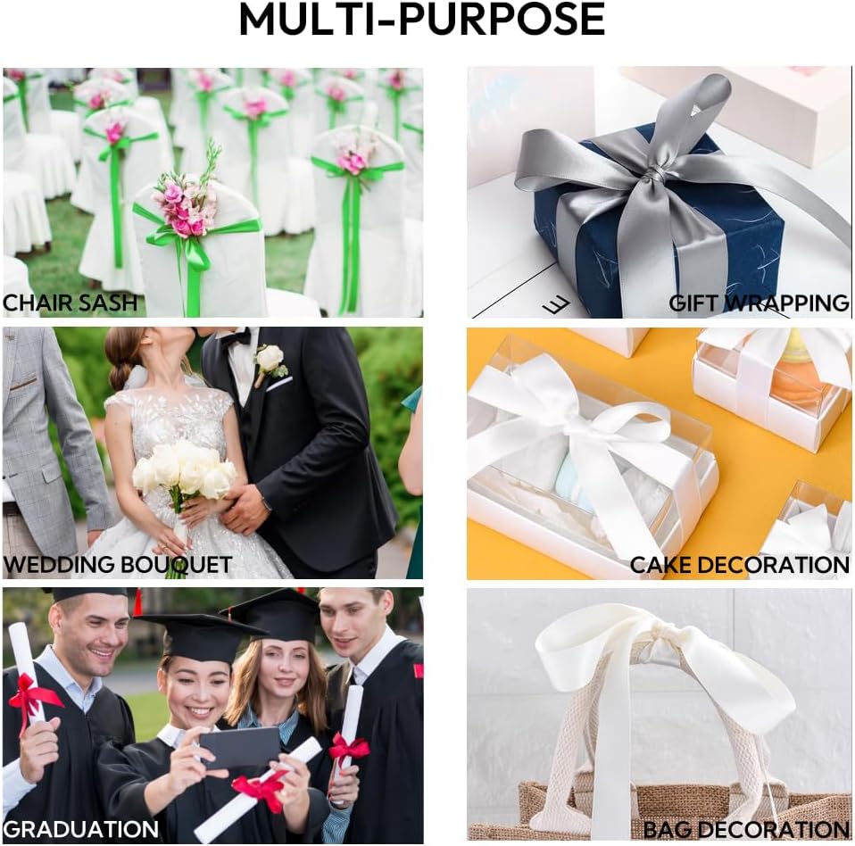 1 Inch 100 Yards Satin Ribbon Green, Solid Color Fabric Ribbon for Gift Wrapping, Wedding, Polyester Gift Ribbon for Birthday Party Decoration, Craft, Hair, Floral, Sewing