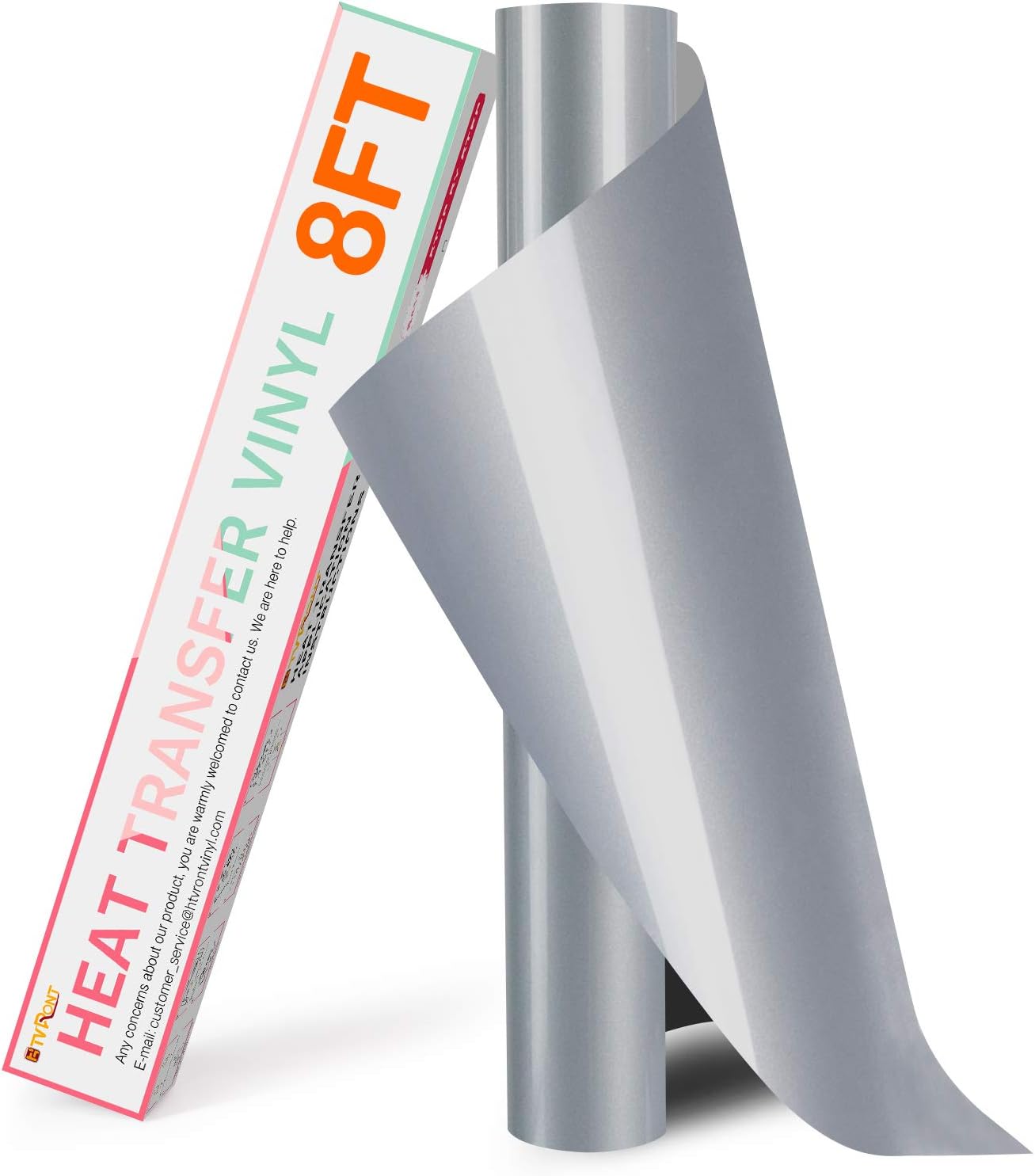 HTVRONT HTV Vinyl Rolls Heat Transfer Vinyl - 12" x 8ft Silver HTV Vinyl for Shirts, Iron on Vinyl for All Cutting Machine - Easy to Cut & Weed for Heat Vinyl Design (Silver)