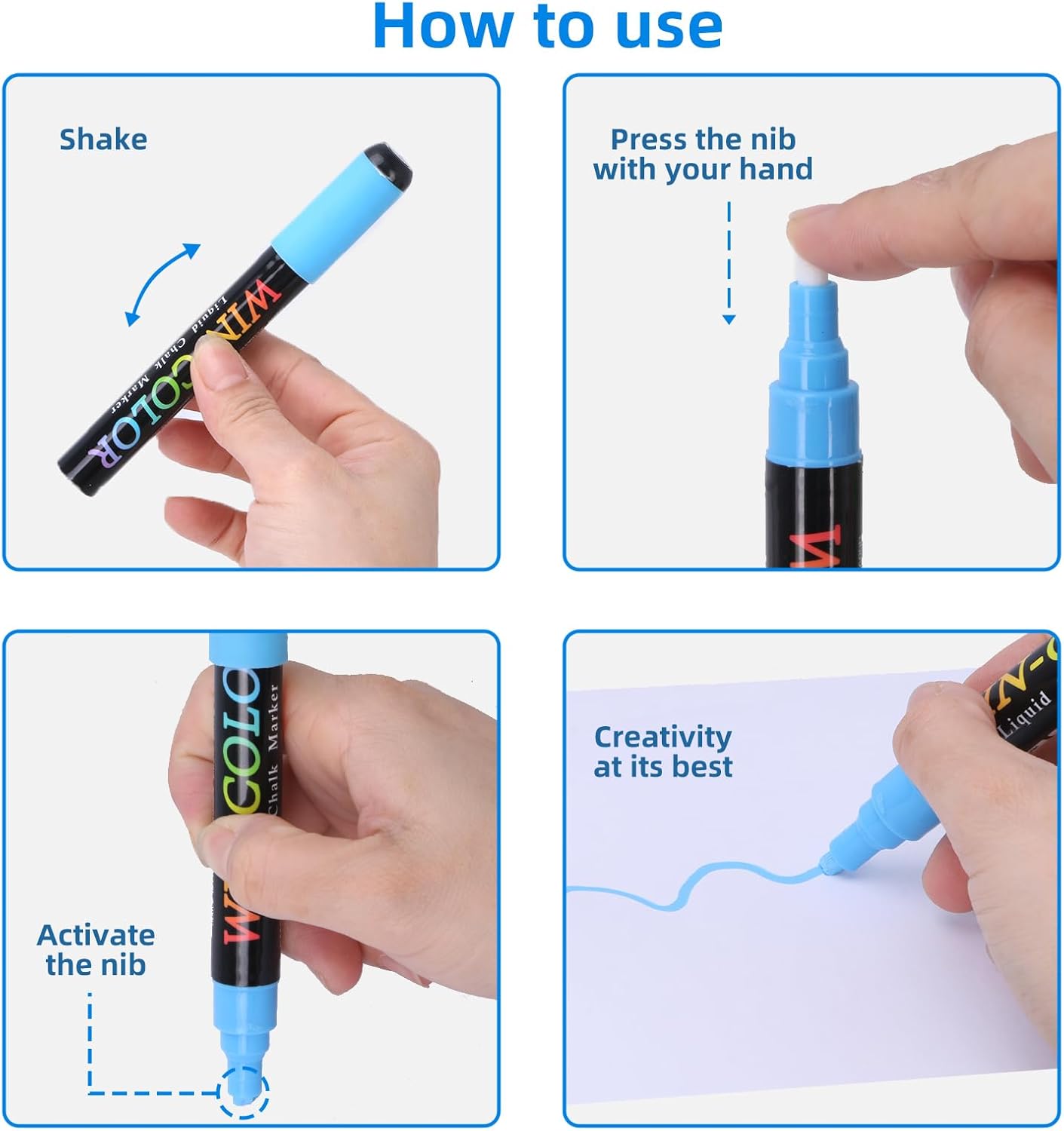 Liquid Chalk Markers Erasable,8 Colours Window Markers,6mm Reversible Tip,Zero Dust,Non-toxic,Quick Drying,for Blackboards,Glass,Cars,Restaurant Menu