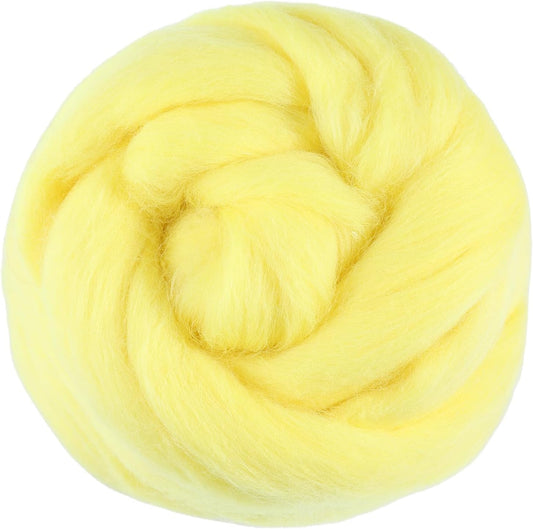 3.53oz Wool Roving Yarn, Fiber Roving Wool Top, Needle Felting Supplies, Pure Wools, Chunky Yarn, Spinning Wools for Needle Felting Wet DIY Hand Spinning (Light Yellow)