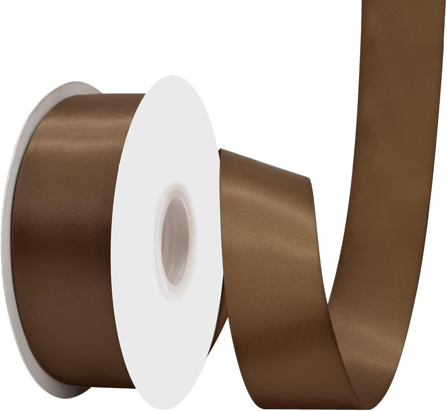 Brown Satin Ribbon 1-1/2" X 50 Yards Solid Color Double Faced Ribbons Perfect for Crafts Wedding Decor Bow Making Arts Sewing and More