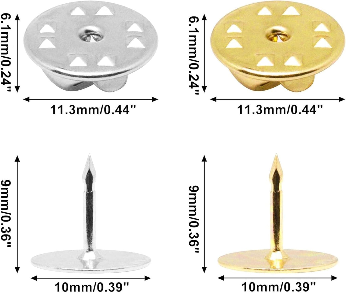 130 Set Pin Backs, Blank Pins Scatter Butterfly Clutch Pin Holder Enamel Pins Locking Backs Tie Tacks Jewelry Backings Clasp for Brooch Lapel Hat Uniform Badges Tie Tack (10mm, Silver&Gold)