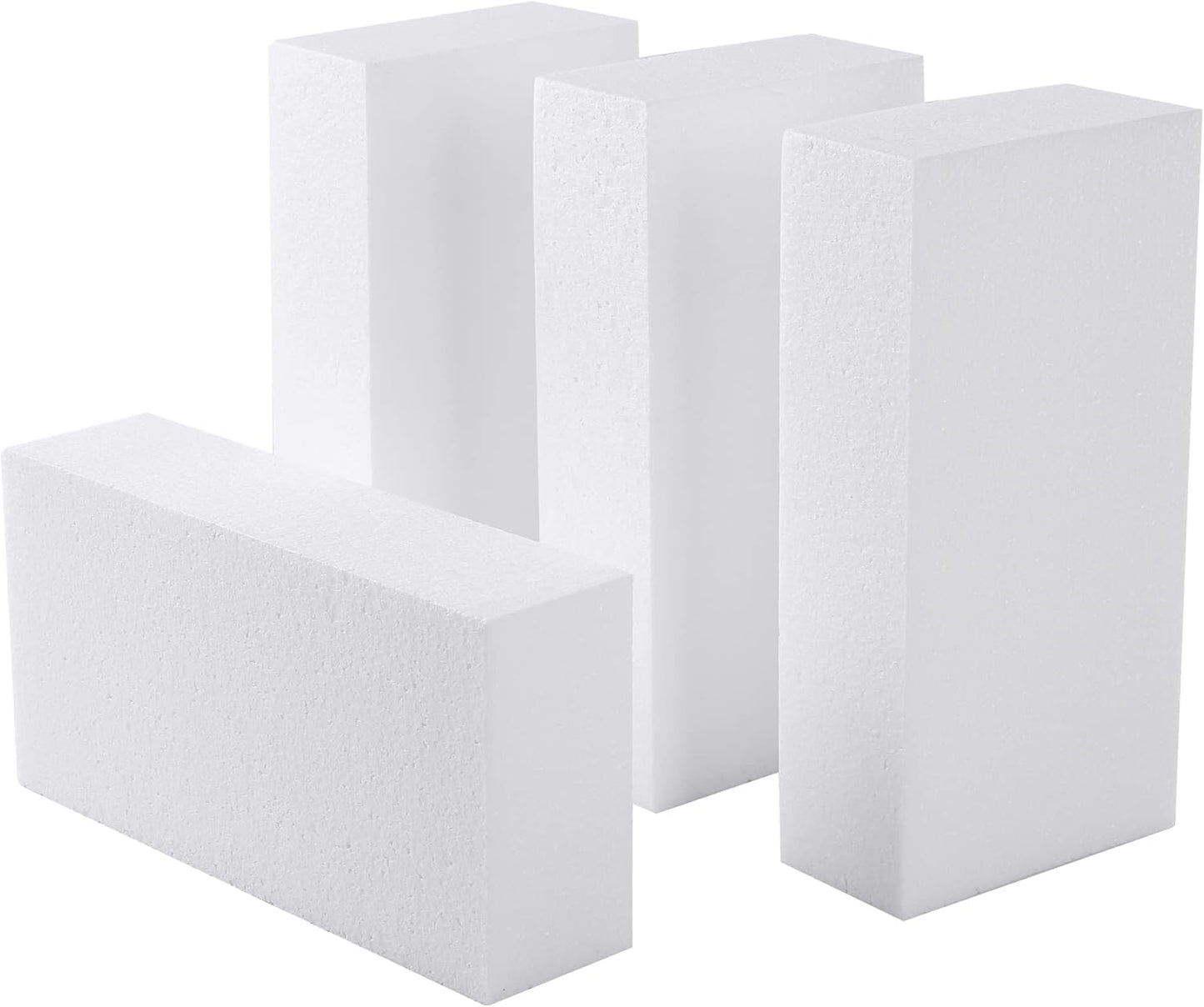 AMZQNART 4 Pack Craft Foam Blocks, 8x4x2 Square Polystyrene Foam Bricks for Art Sculpting, Flower Arrangements, Sculpture, Modeling, School and Home DIY.