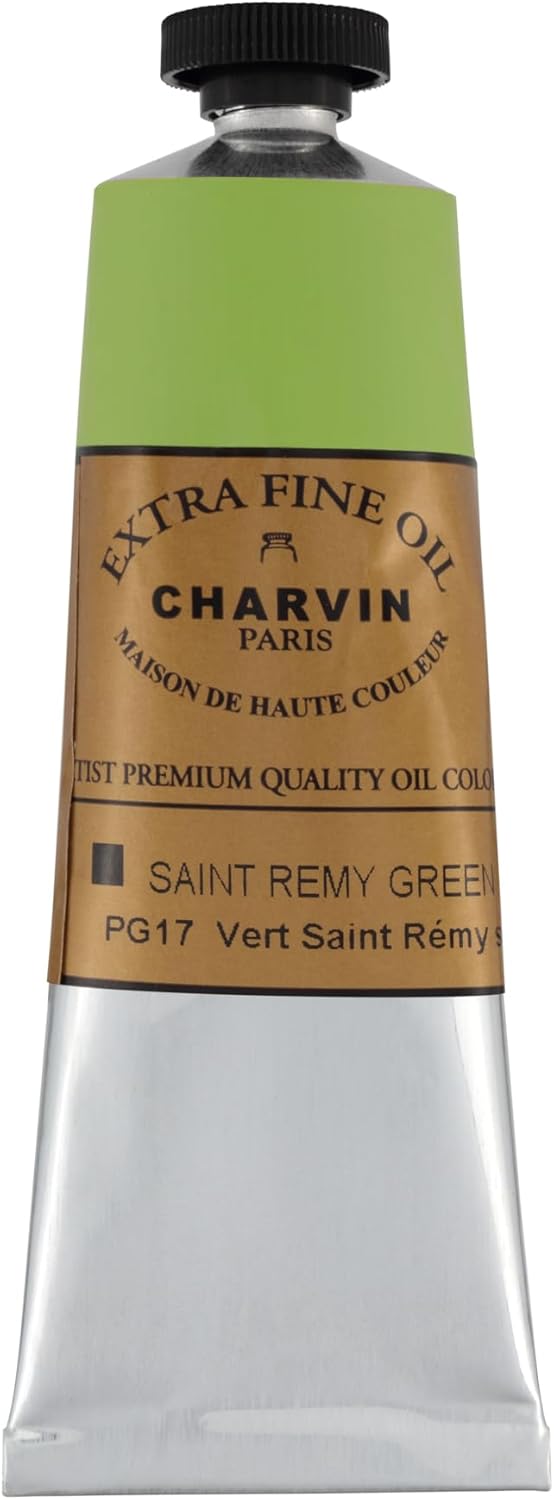 Charvin Extra Fine Oil Paint, Saint Remy Green 60 mL - Triple-Milled, Rich Texture, Poppy Oil-Based, Light-Fast, Handmade, Archival Quality