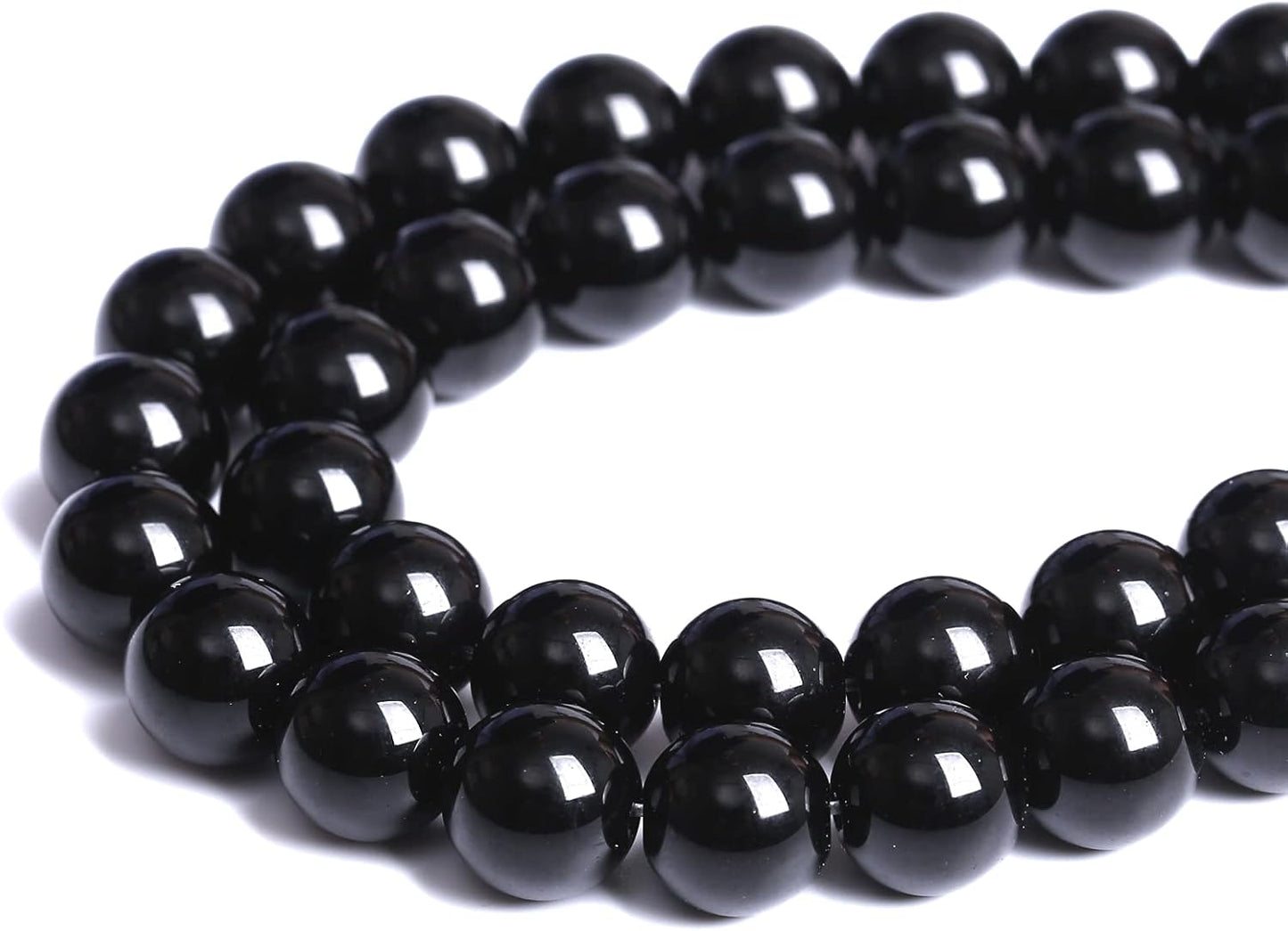 8mm 51pcs Natural Black Agates Onyx Stone Beads Smooth Round Loose Spacer Beads for Jewelry Making DIY Bracelets 15"