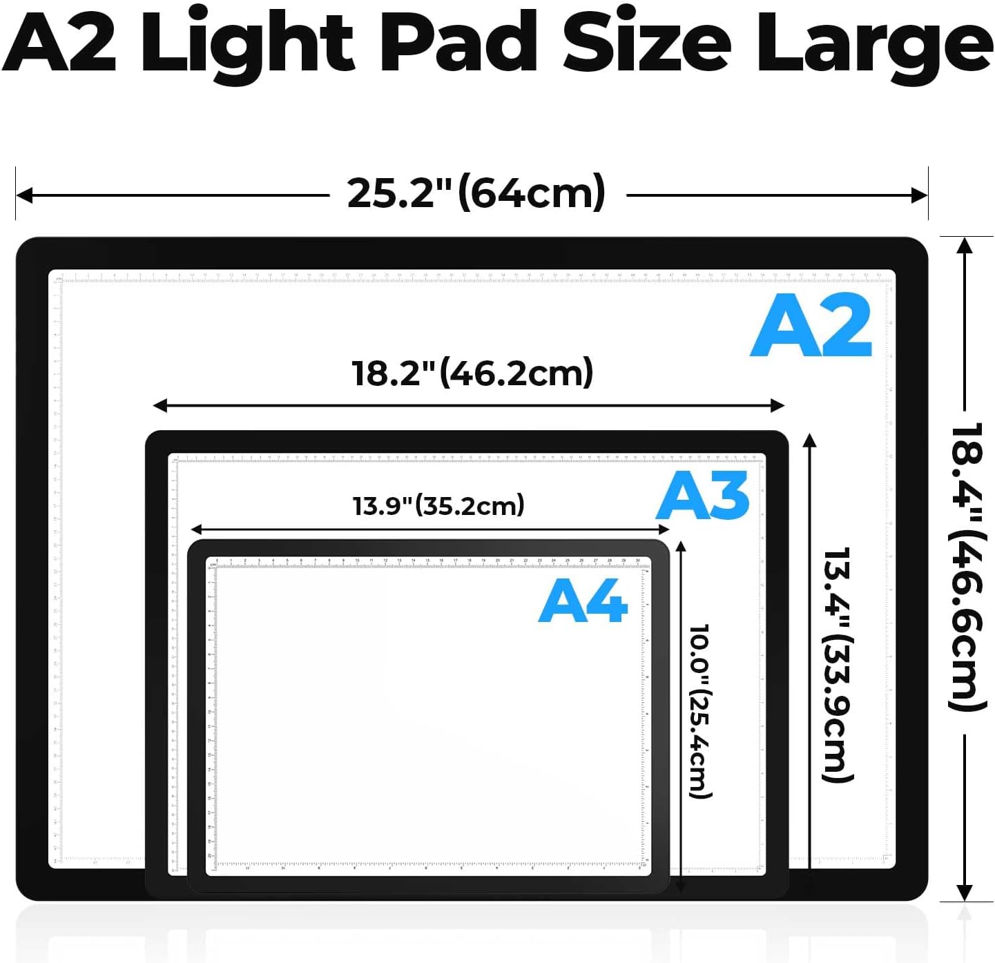 Heanolier A2(25.2" x 18.4") Artist tracing Light Box Copy Table,Large Magnetic Light pad with Physical Buttons & Adapter,3-Color,Dimmerable Bright Light Board for Diamond Painting,Drawing,Sketching