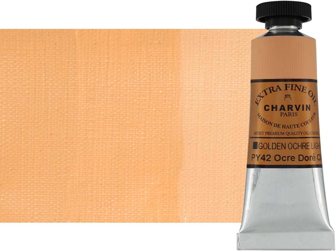 Charvin Extra Fine Oil Paint, Golden Ochre Light 20 ml - Triple-Milled, Rich Texture, Poppy Oil-Based, Light-Fast, Handmade, Archival Quality