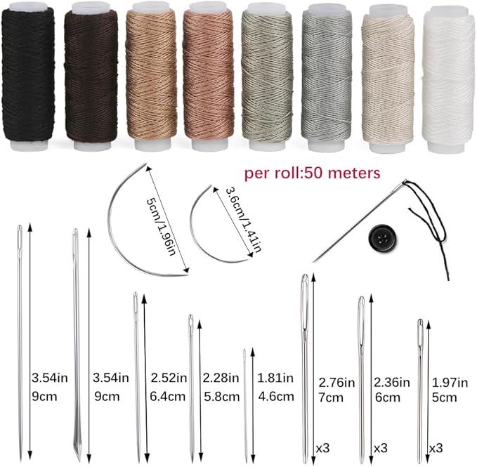 BAGERLA Upholstery Repair Sewing Kit Heavy Duty Sewing Kit with Awl Tools, Seam Ripper, Hand Stitching Needles, Upholstery Thread, Leather Craft Tool for Shoes Sofa Tent Carpet Craft DIY