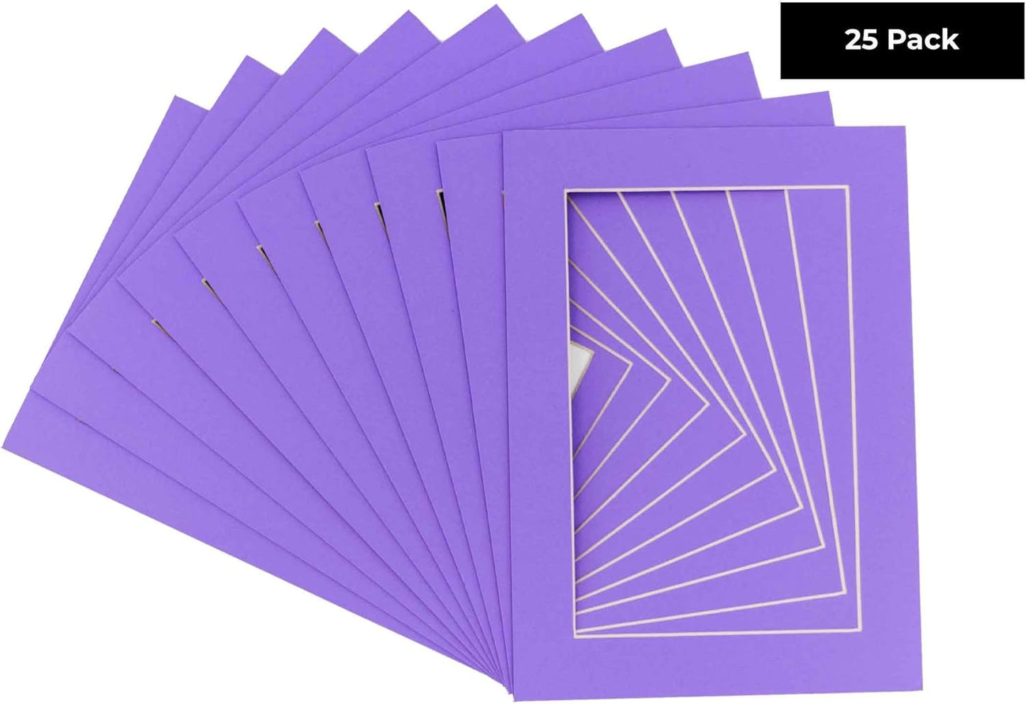 5x7 Mat for 8.5x11 Frame - Precut Mat Board Acid-Free Show Kit with Backing Board, and Clear Bags Light Purple 5x7 Photo Matte Made to Fit a 8.5x11 Picture Frame Matboard for Framing, Pack of 25 Mats