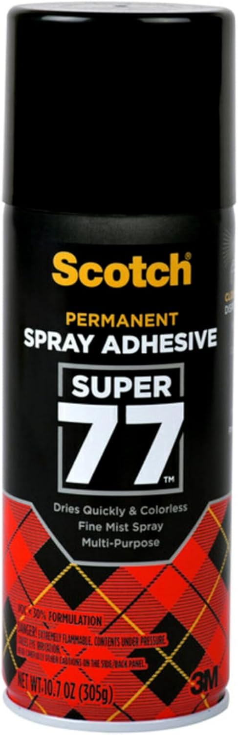 Scotch Super 77 Multipurpose Adhesive Spray, Bonds to Fabric, Cardboard, Plastic, Metal, Wood, Felt, and More, 10.7 Ounces (7716)