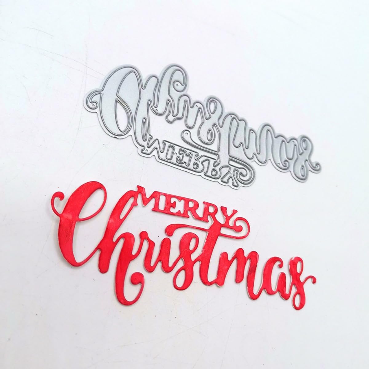 Cutting Dies for Card Making, Metal Scrapbooking Die-Cuts, DIY Bckground Frame Crafts Embossing Stencil, Paper Template Mold/Photo Album Arts Tool (Merry Christmas-9.3x4cm)
