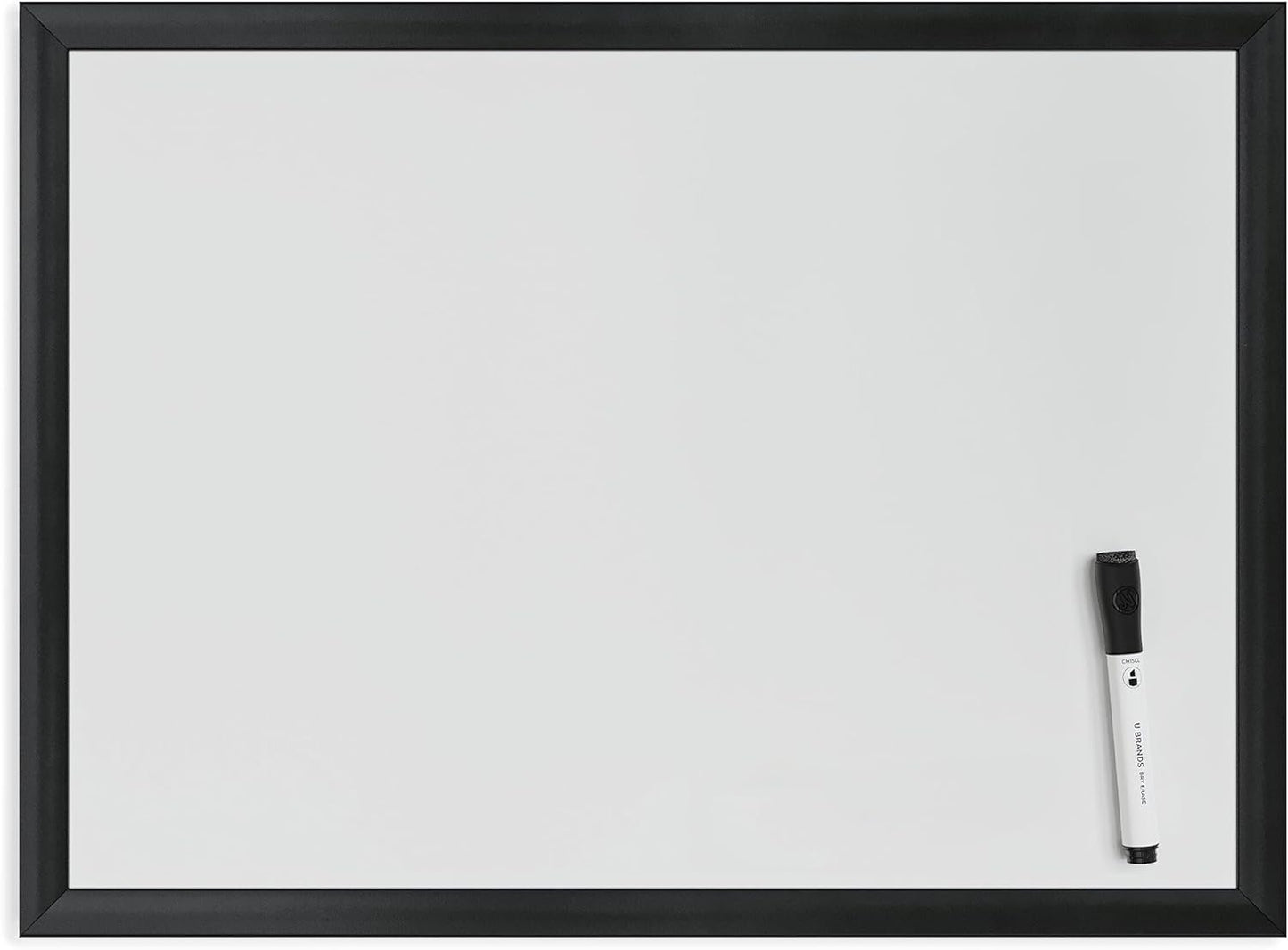 U Brands Magnetic Dry Erase Board White Board, 24" x 18" Inches, Black Wood Frame (307U00-01)