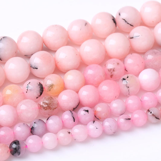 90PCS 4MM Pink Opal Stone Natural Gemstone Round Stone Beads for Jewelry Making DIY Energy Stone Healing Power Bracelet 15"